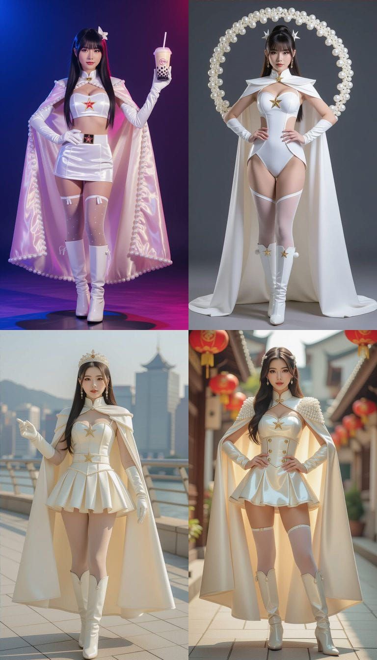 Pearl Milk Tea Superheroine in 360-Degree Full View
