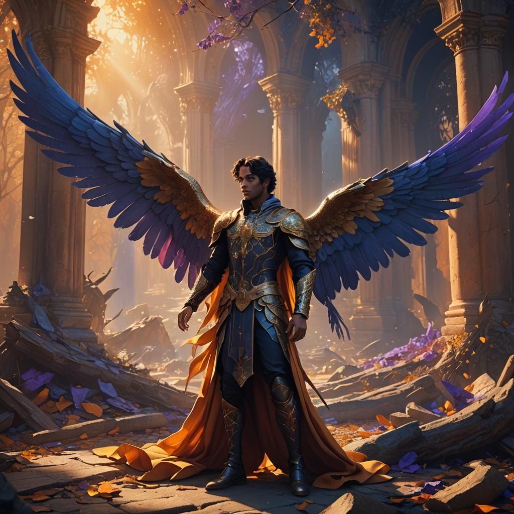 Prince Meets Fallen Angel in Fantasy Landscape
