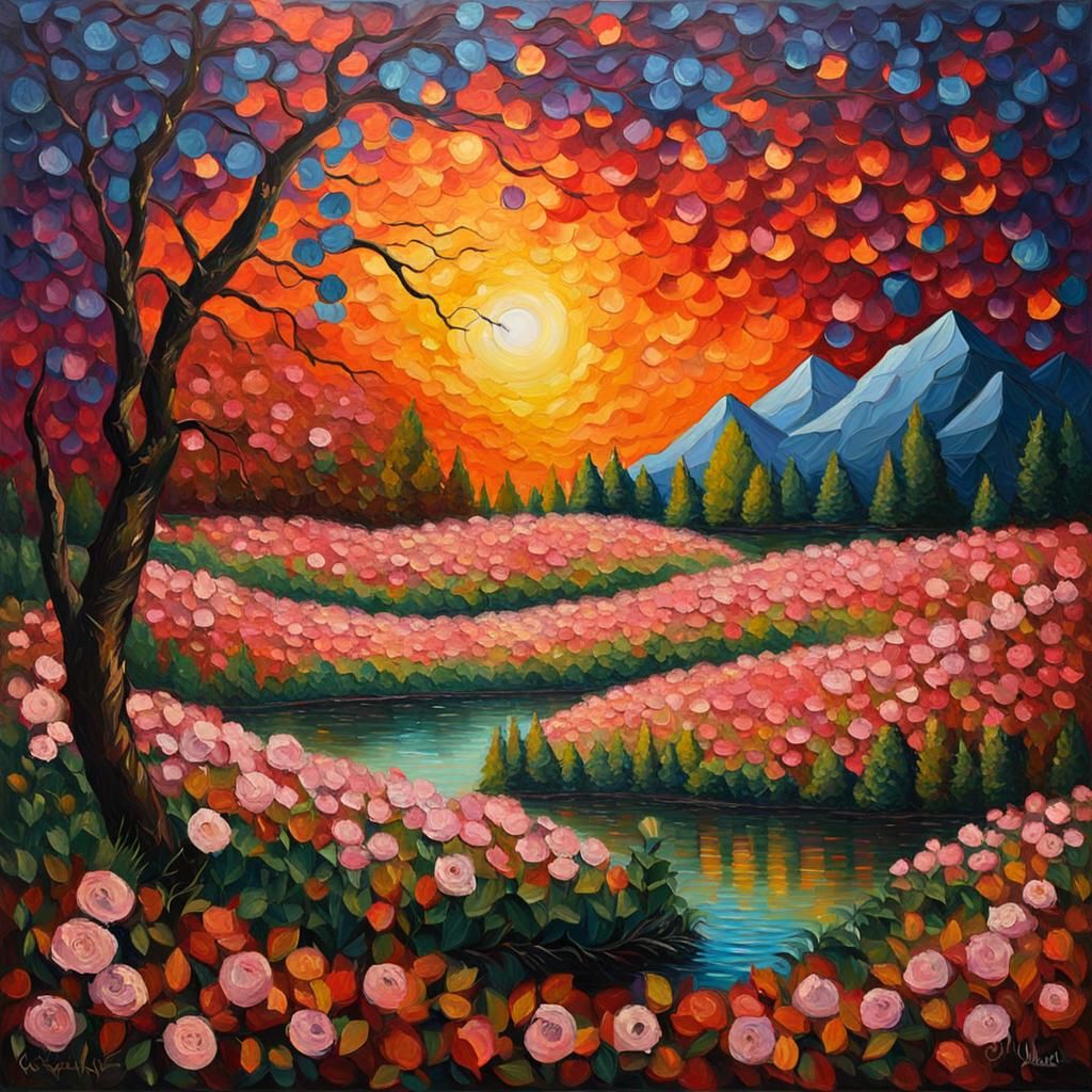 Neo-Impressionistic Dreamscape Oil Painting