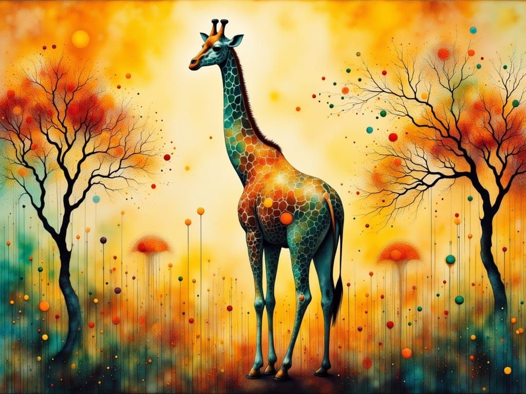 A giraffe in the Serengeti,