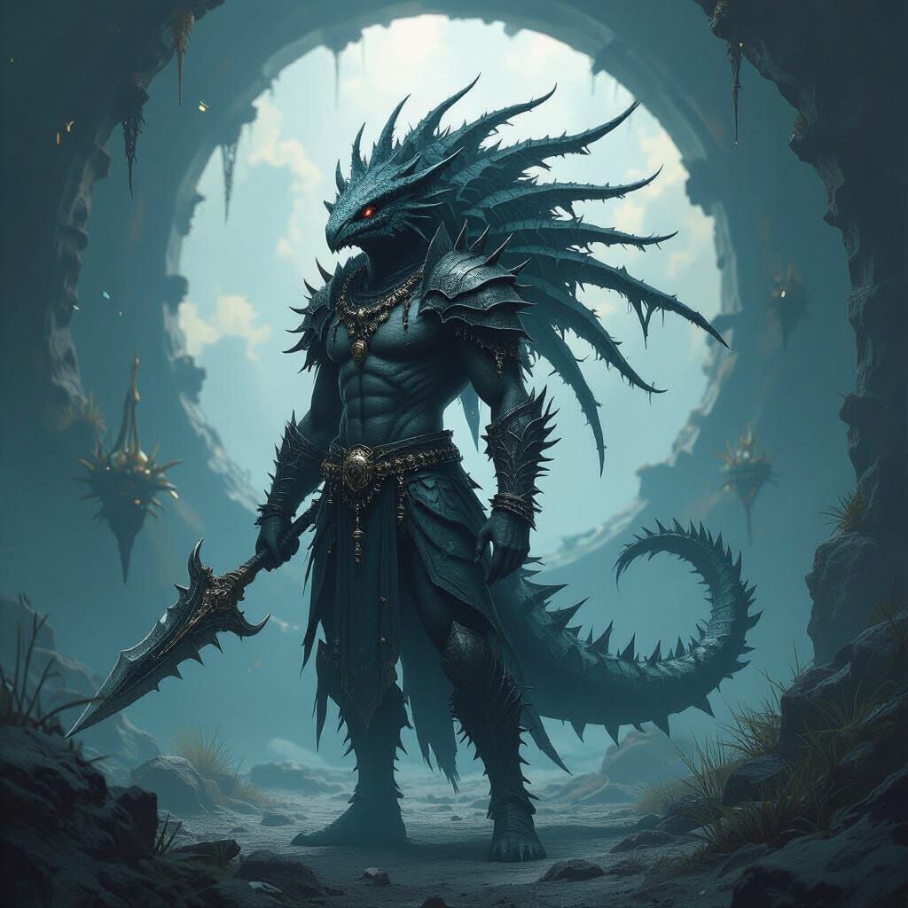 Sahuagin Warlord Vorak Spinefang in Dark Fantasy Concept Art