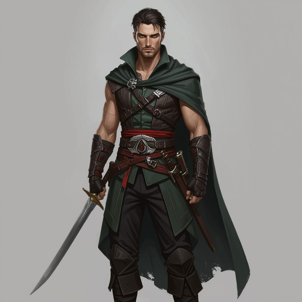 Lean Assassin with Piercing Eyes in Manga Style