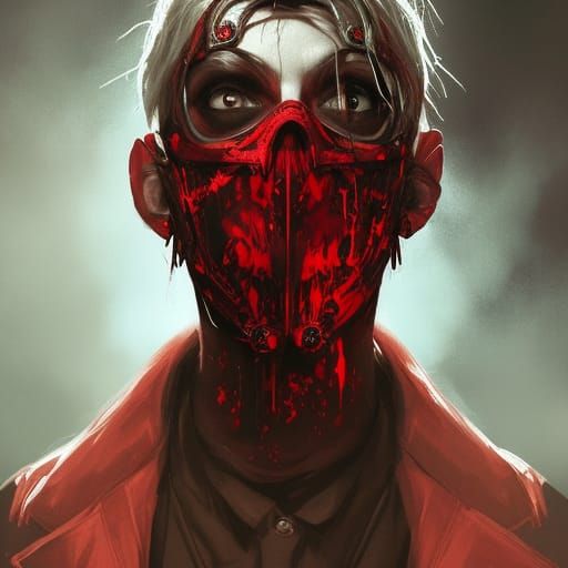 Masked Doctor Zombie Portrait in Hyperdetailed Style