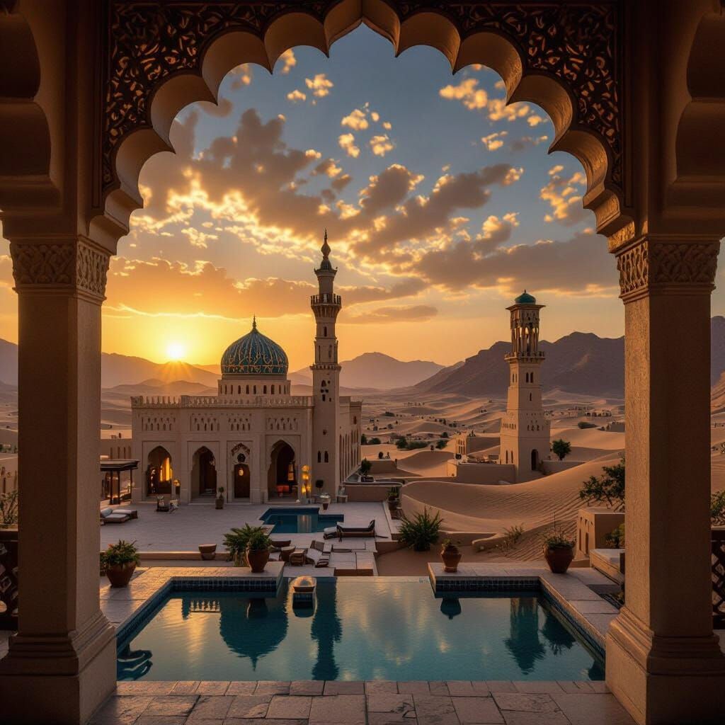 Magical Arabian Architecture at Sunset
