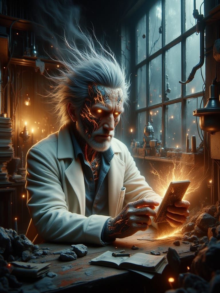 Mad Scientist in a Cyberpunk Laboratory