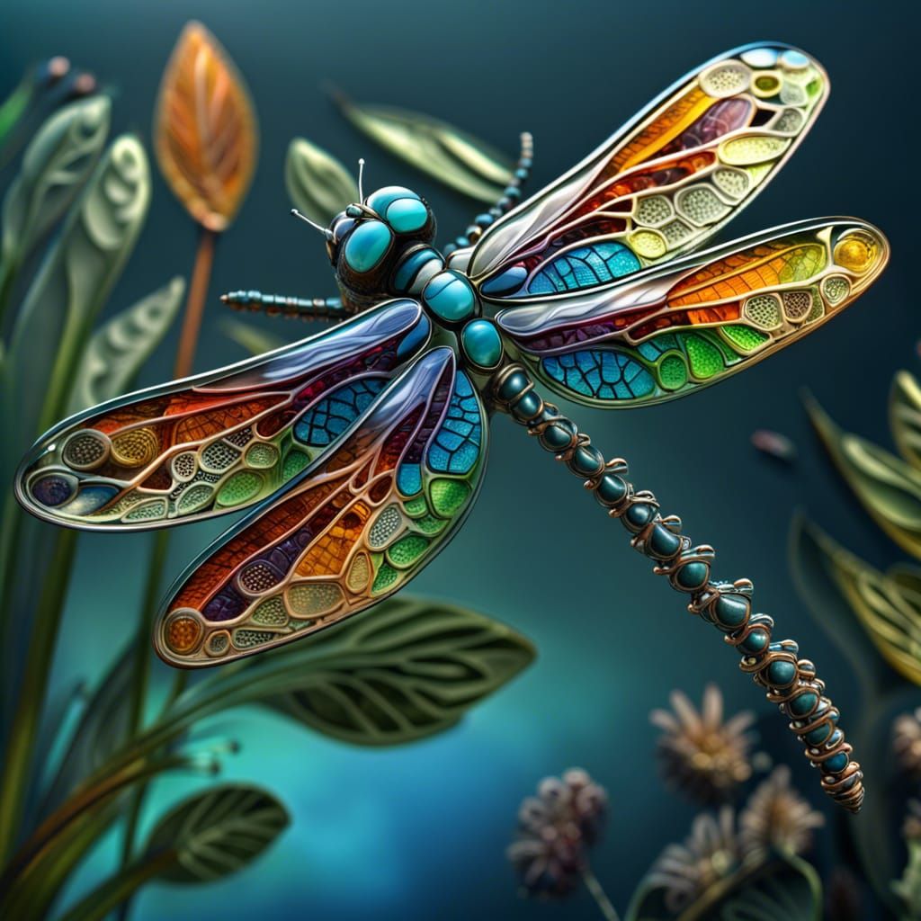 Hyperdetailed Glass Dragonfly in 8K Resolution
