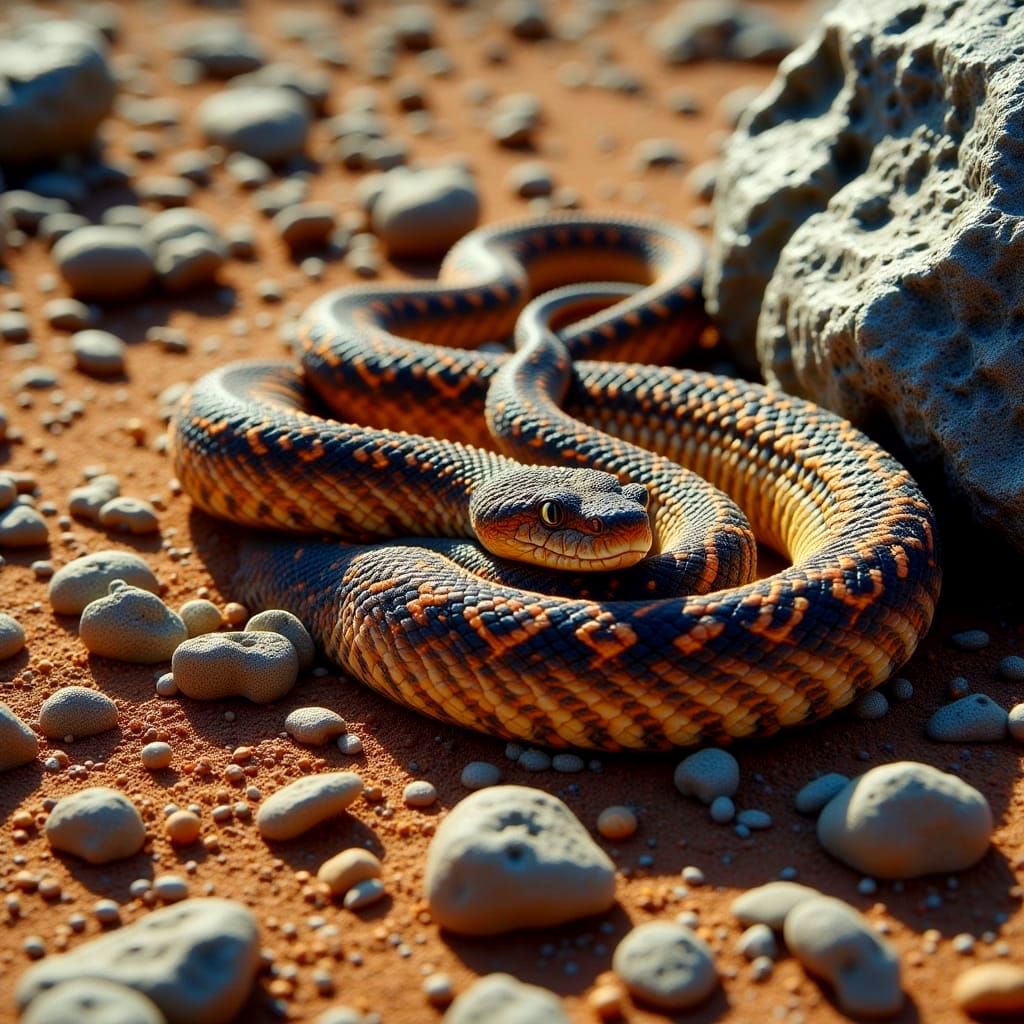 Diamondback Rattlesnake Close-Up in Cinematic Style