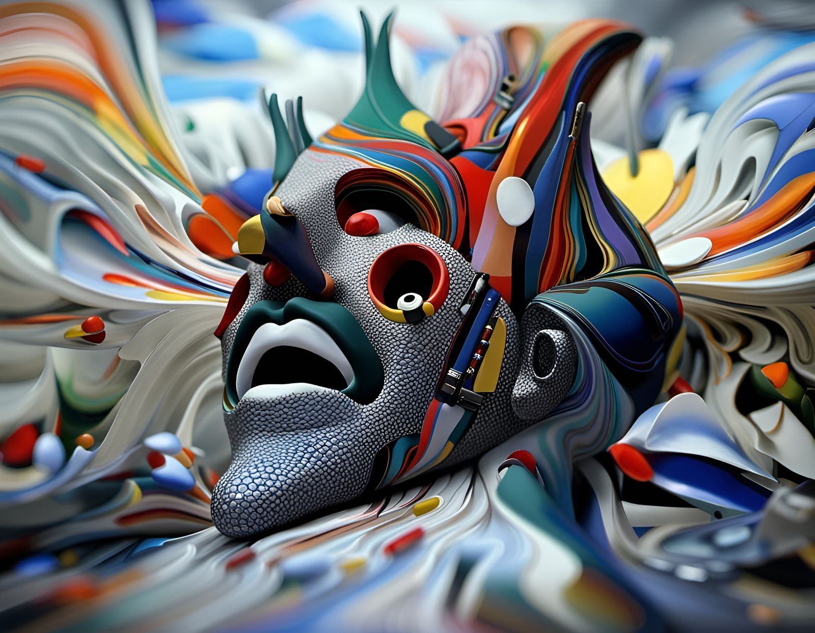 Abstract Opera Singer in Magic Realism Style