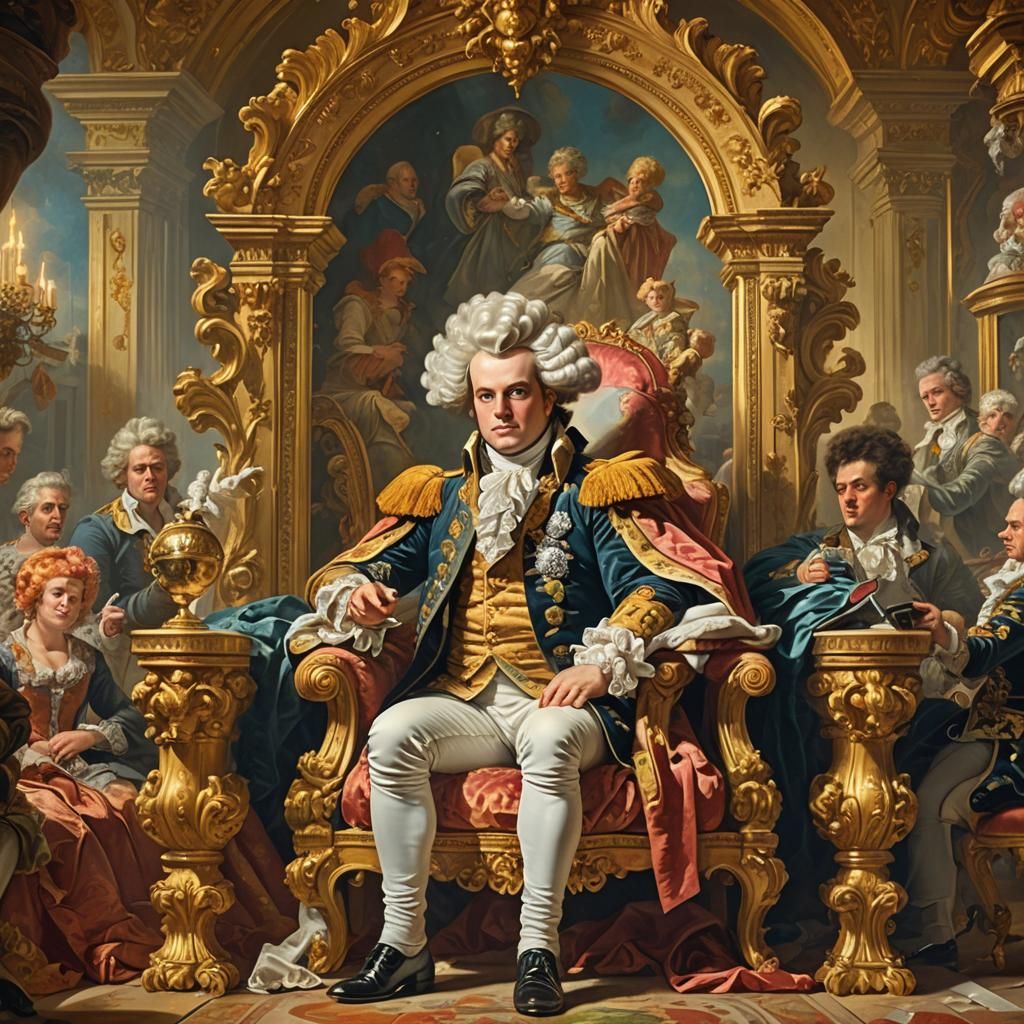 Napoleon Viewing Memes in Baroque Fantasy Painting