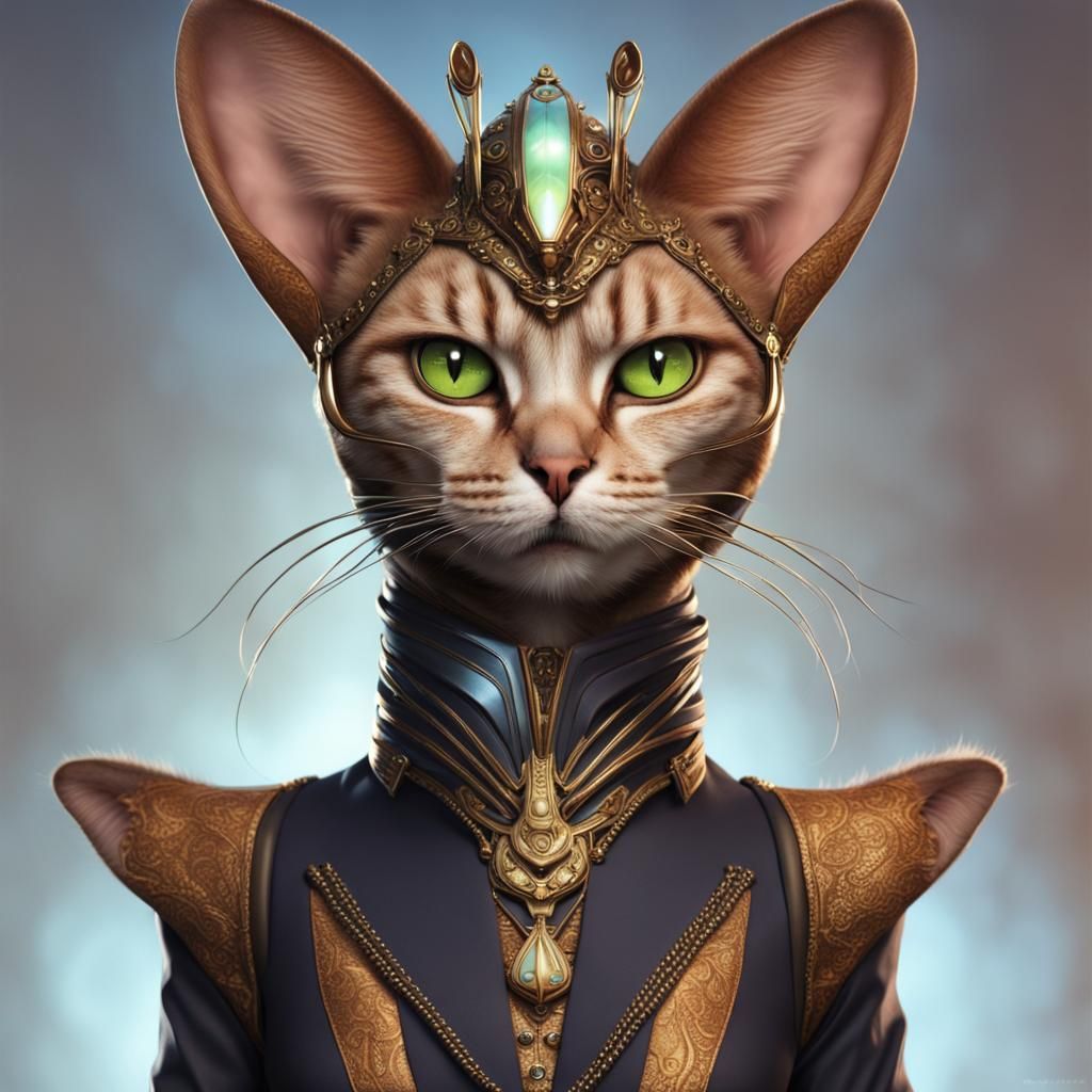 Elegant Alien Cat Viceroy in Fancy Outfit