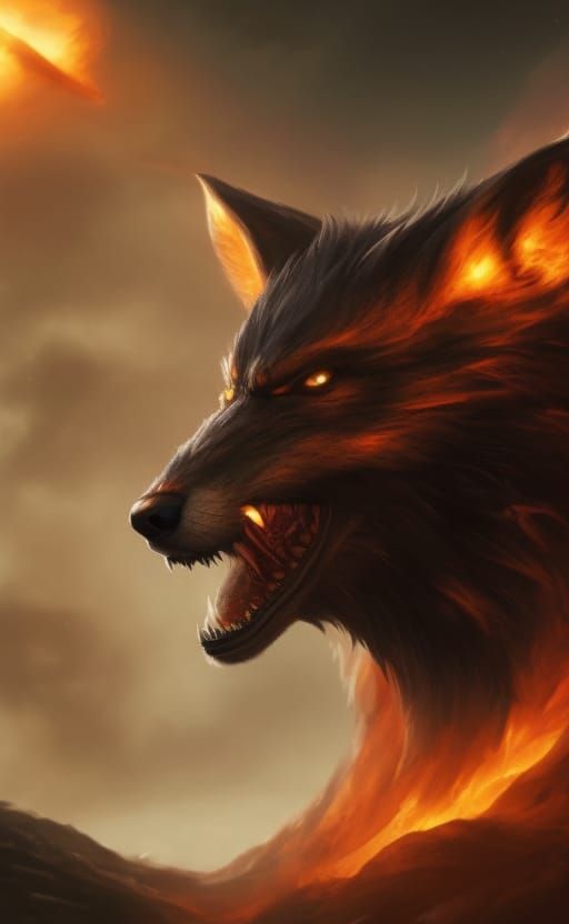 Three-Headed Fox Lord Cerberus in Dark Fantasy Style