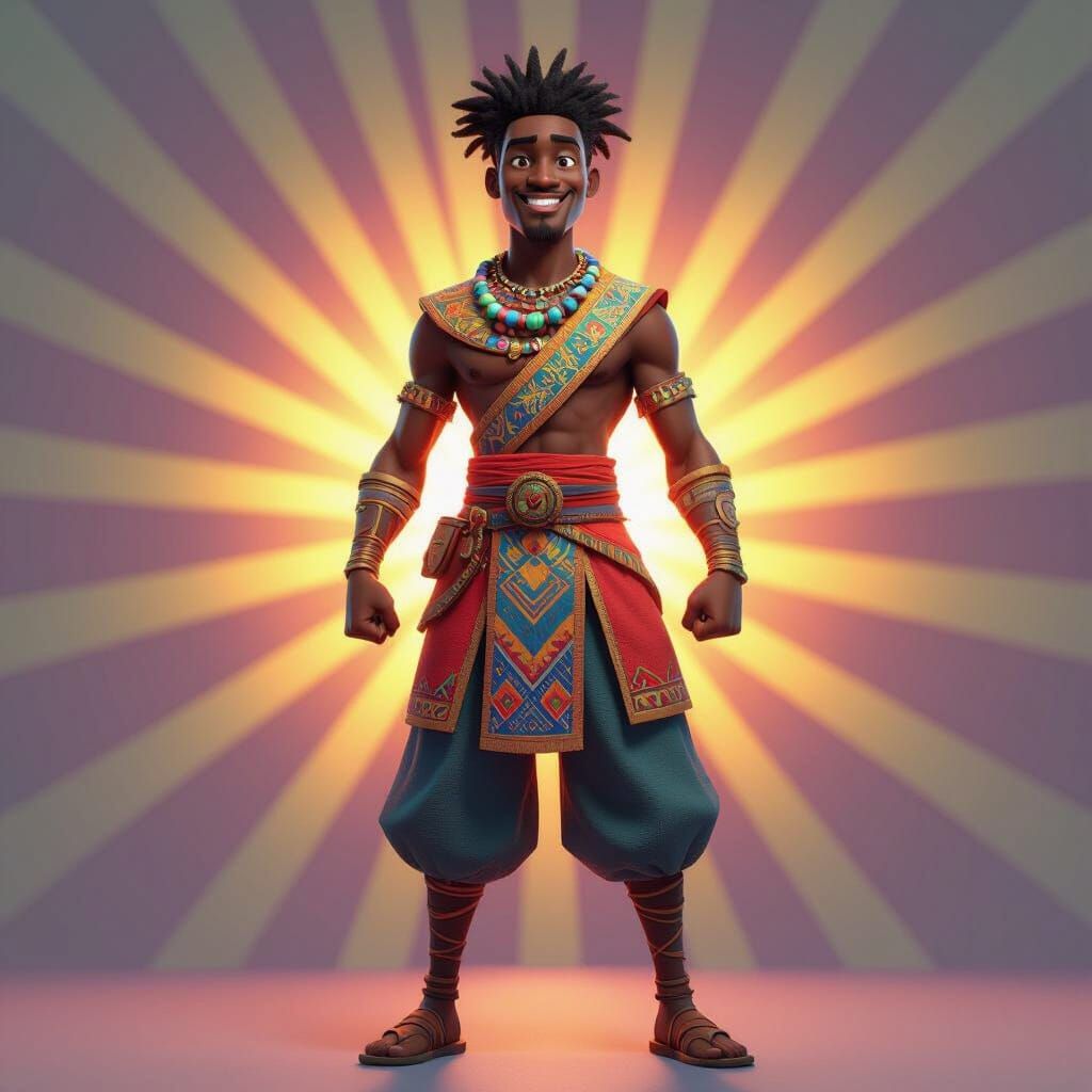 Heroic African Character in 3D Digital Art