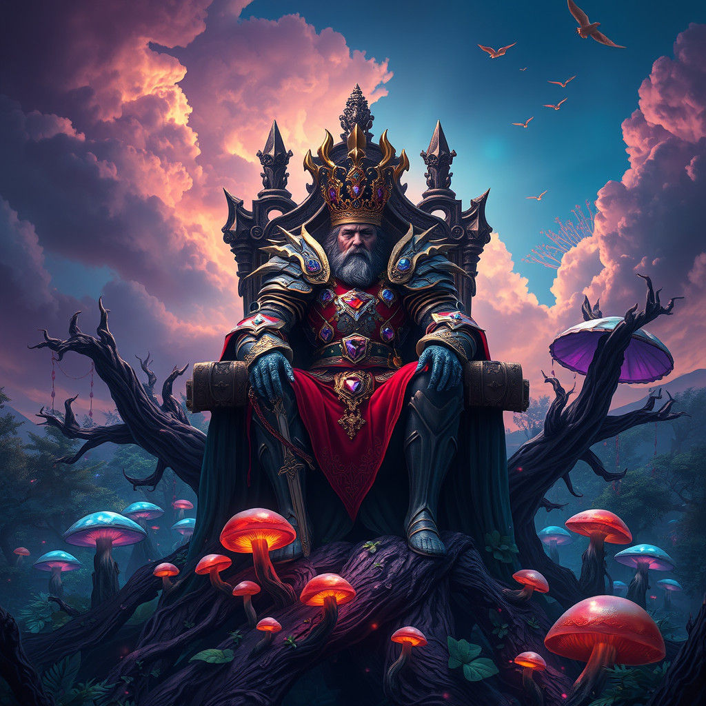 Majestic King on Living Throne: Fantasy Concept Art