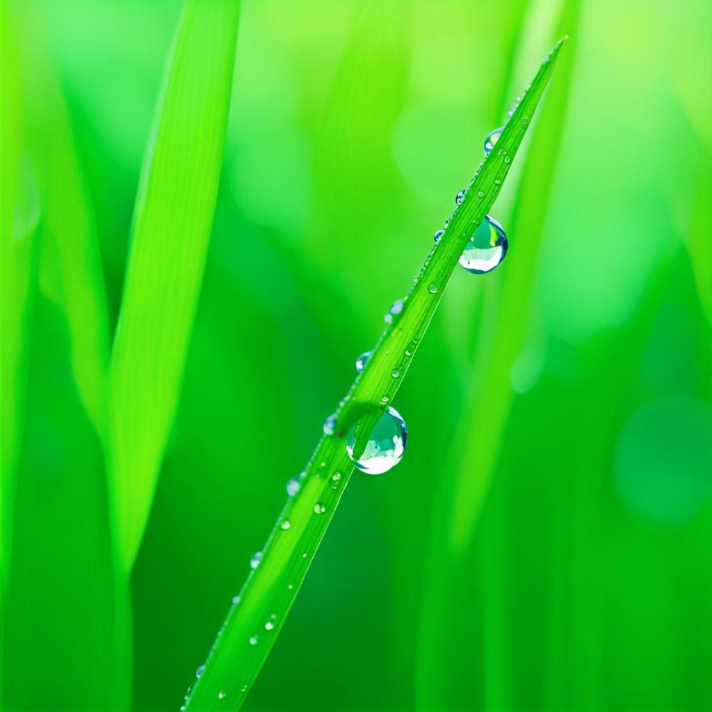 Macro photography up close dew drop on blade of grass