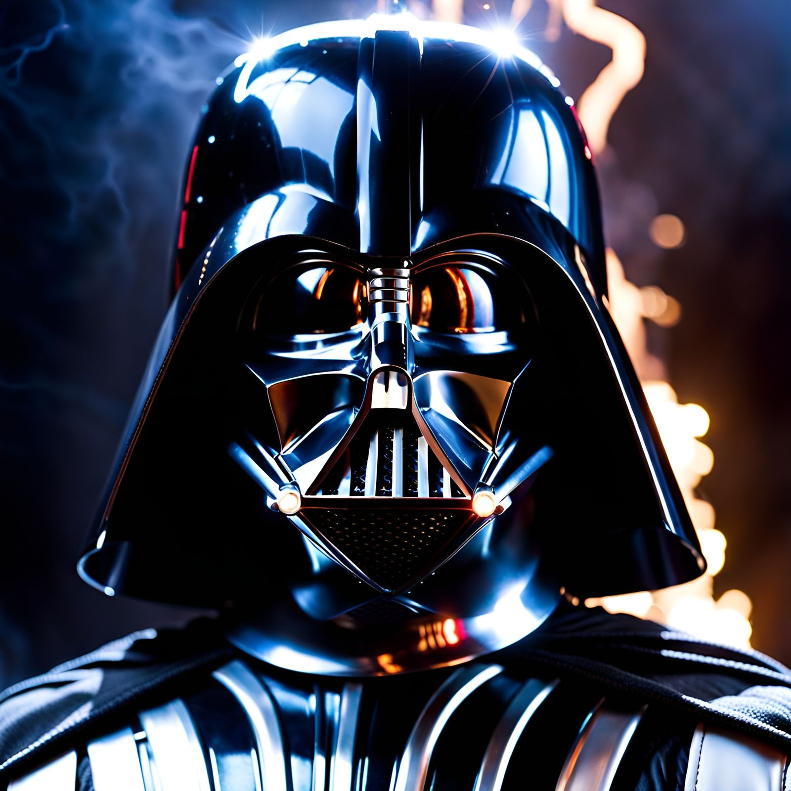 Dramatic Portrait of Darth Vader Helmeted Figure