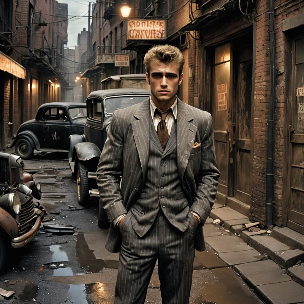 Post-Apocalyptic Gangster in Alleyway, Detailed Matte Painti...