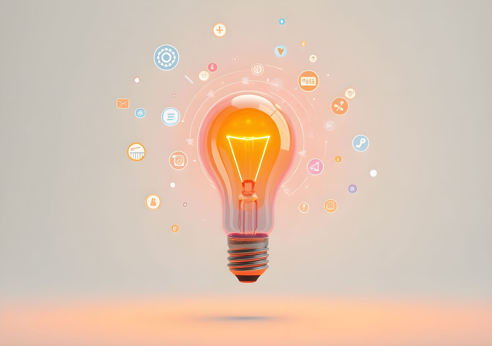 Idea Lightbulb with Technology Icons: Detailed Digital Art