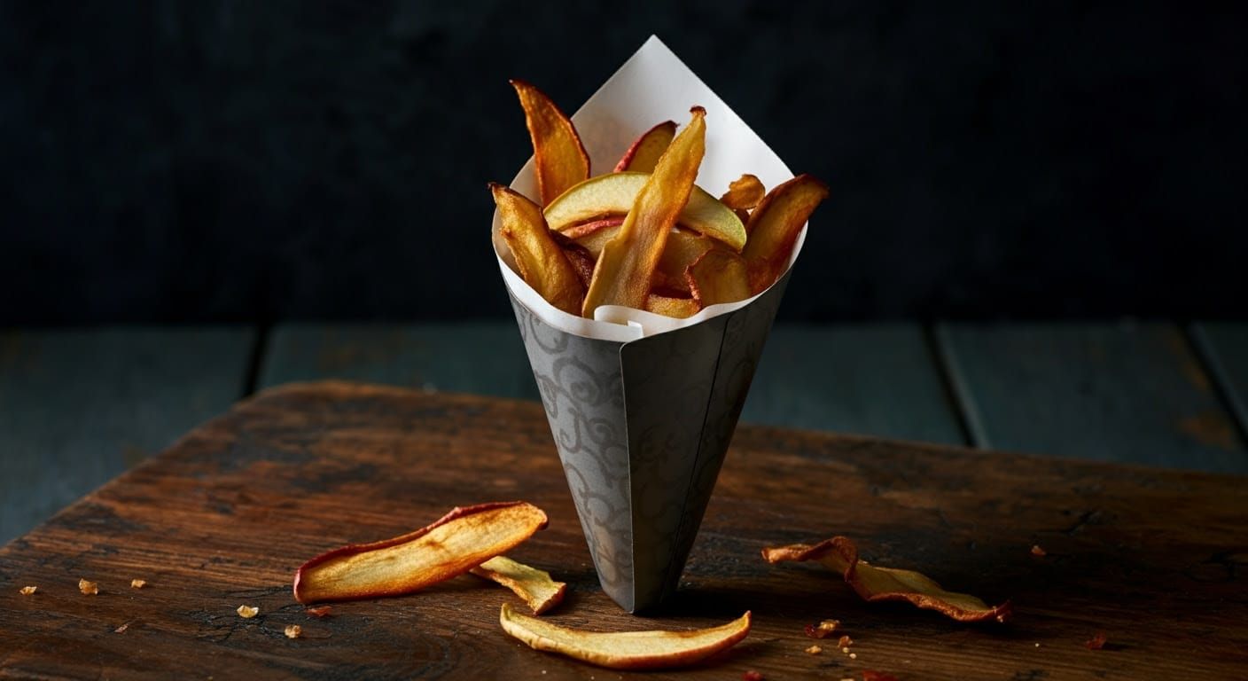 Apple Fries in Whimsical Digital Art Style