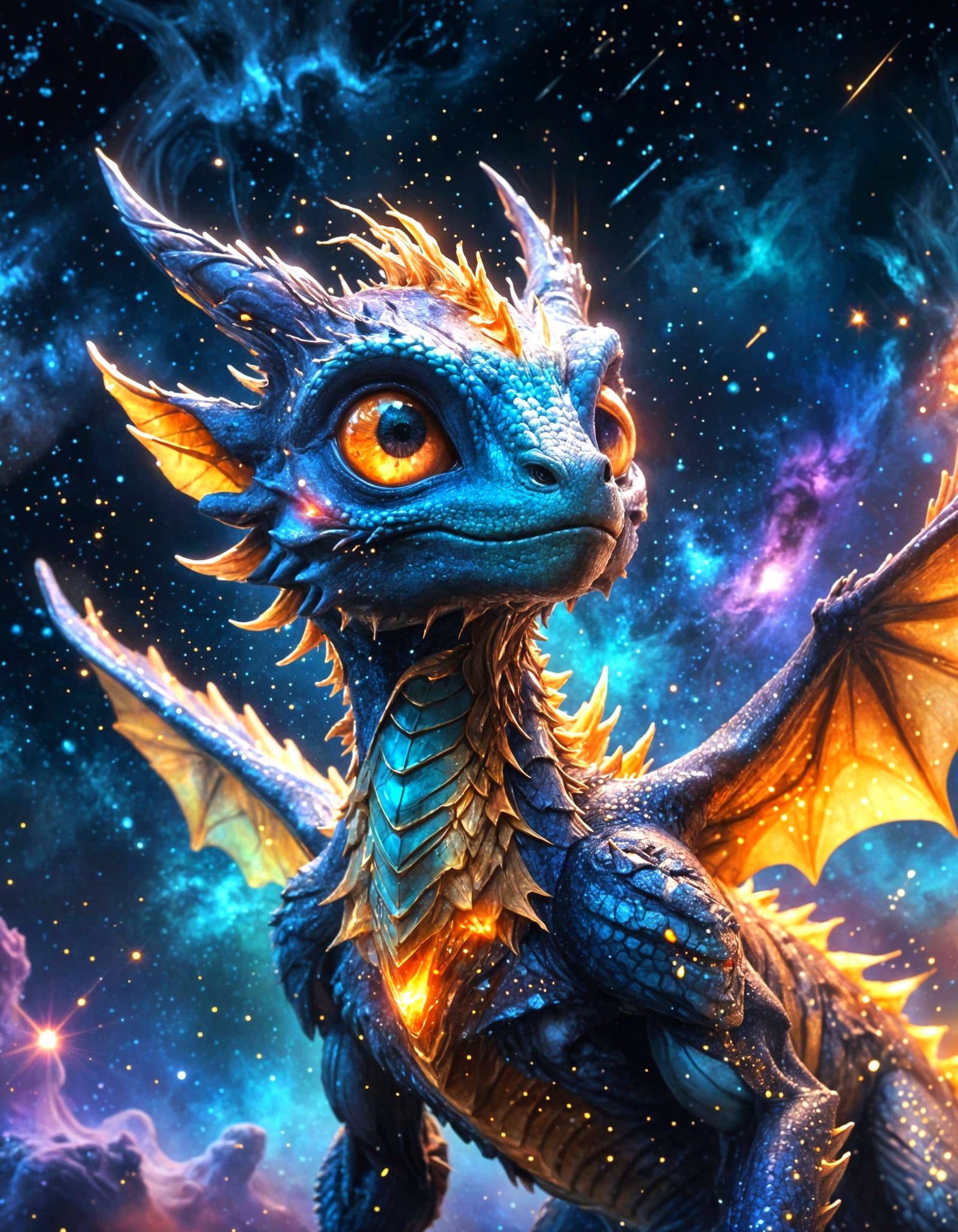 Celestial Dragon Whelp: A Cosmic Wonder in Movie Poster Styl...