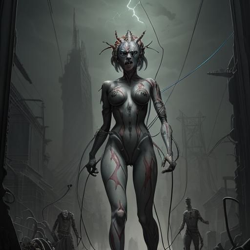 Ahsoka as Frankenstein's Monster in Horror Art