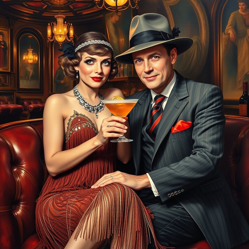 1920s Speakeasy Scene in James Gurney Style