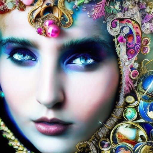 Beautiful Girl with Rainbow Light, Fairytale Illustration