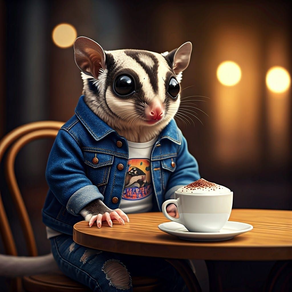 Sugarglider on a Date: Whimsical Digital Painting