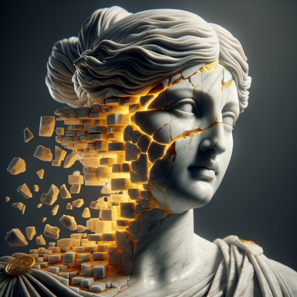 Monumental Roman Statue with Emerging Woman