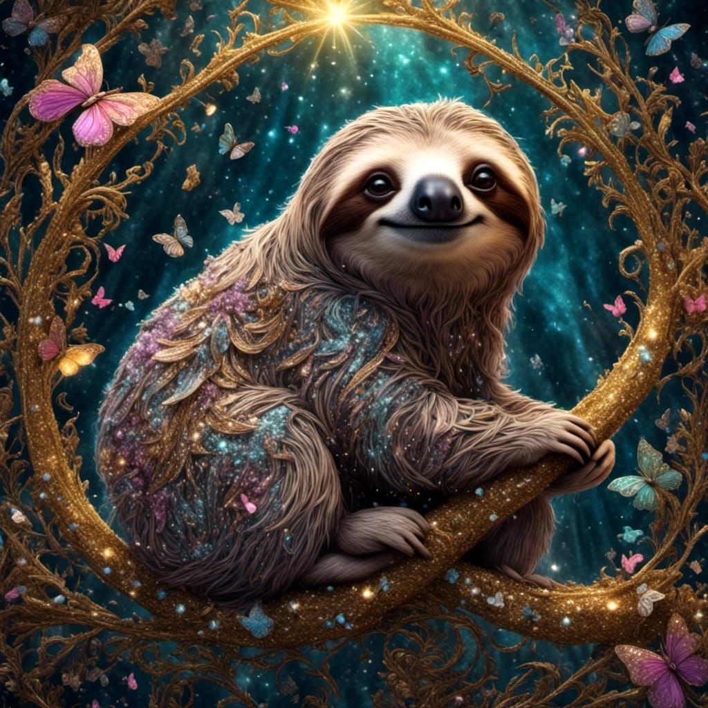 Majestic and magical cute sloth