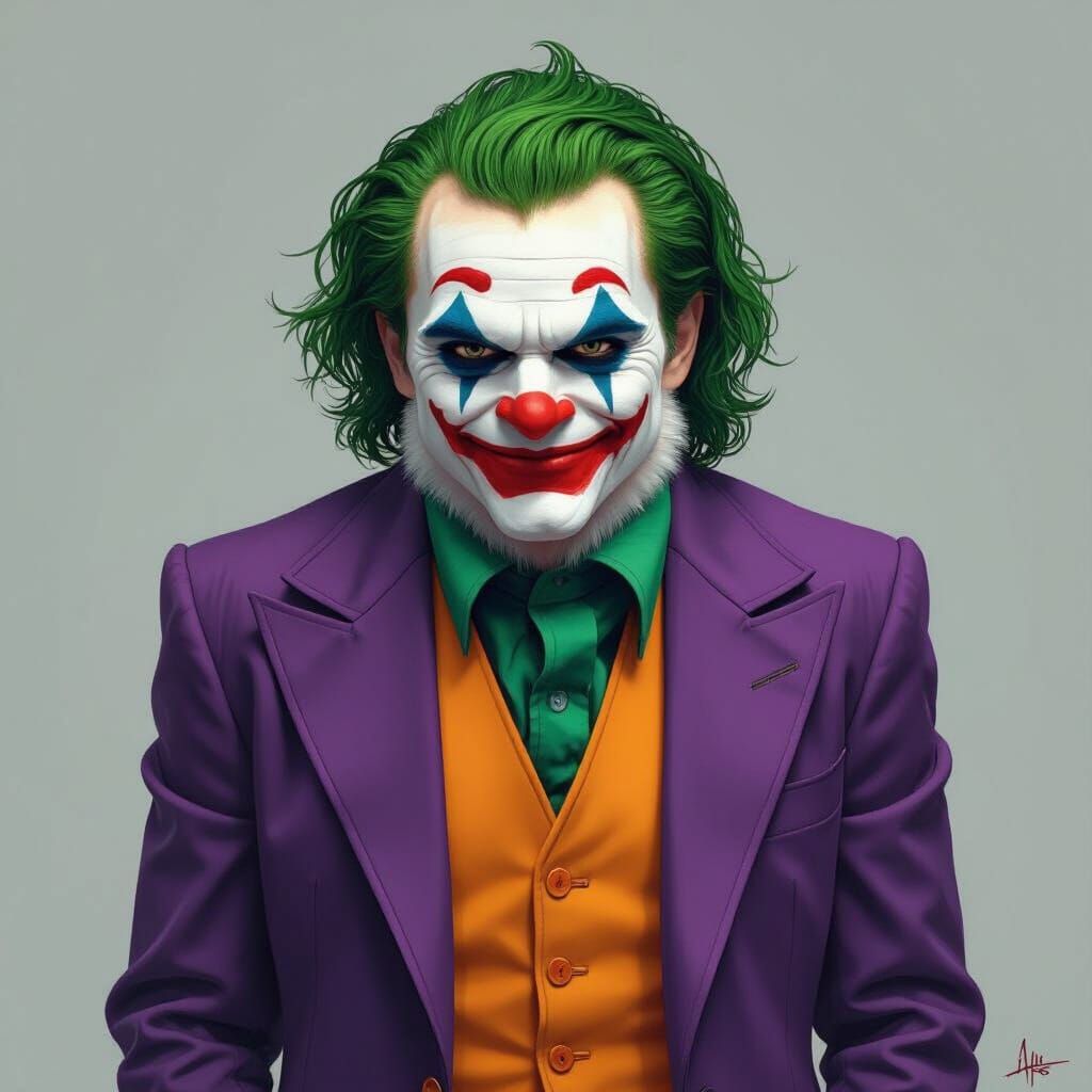Penguin as Joker in Hyperrealistic Style