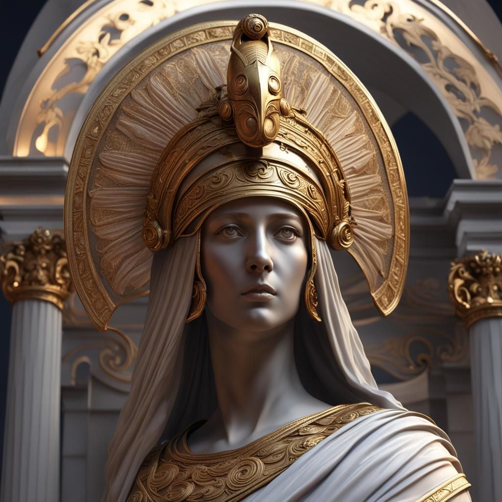 Athena in Sheer Robe: Klimt-Inspired Digital Art