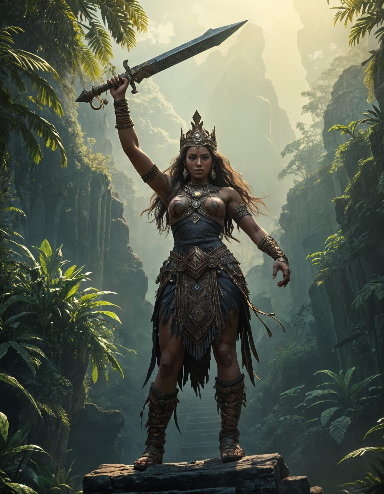 Majestic Tribal Queen Dominates the Primordial Jungle
