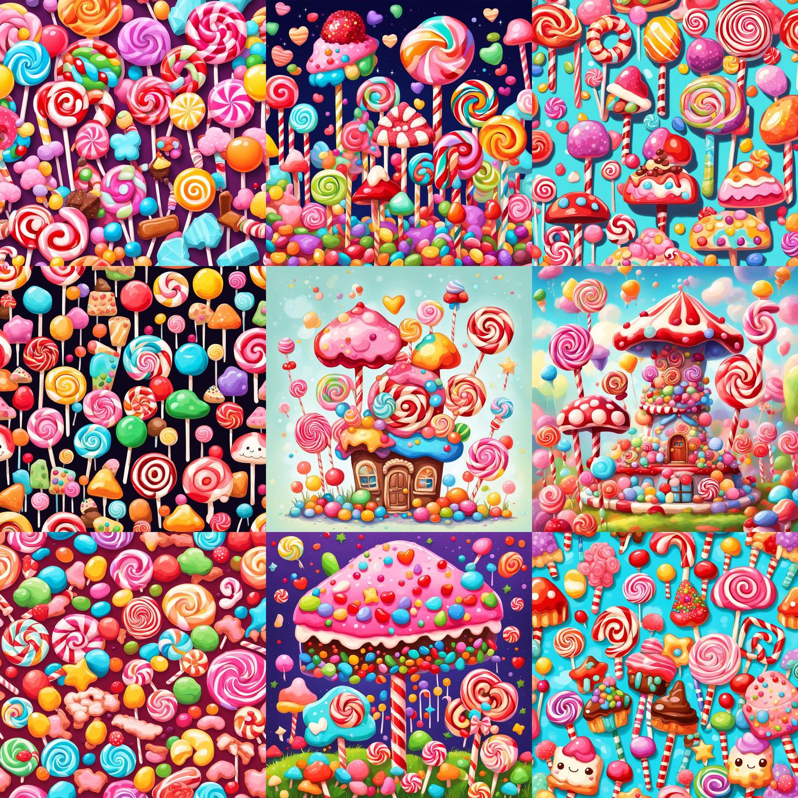 Colorful Candyland Digital Illustration in Postmodern Style