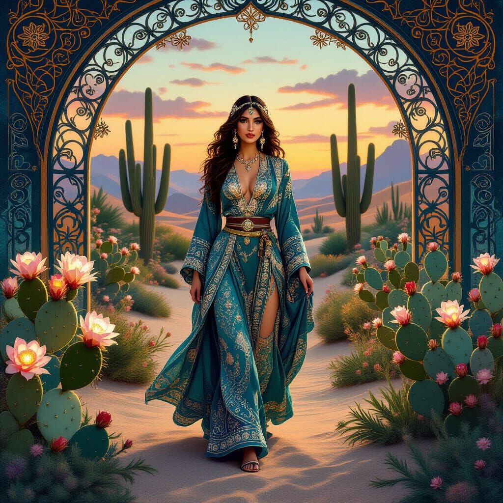 Desert Oasis: Art Nouveau Fantasy Concept Art