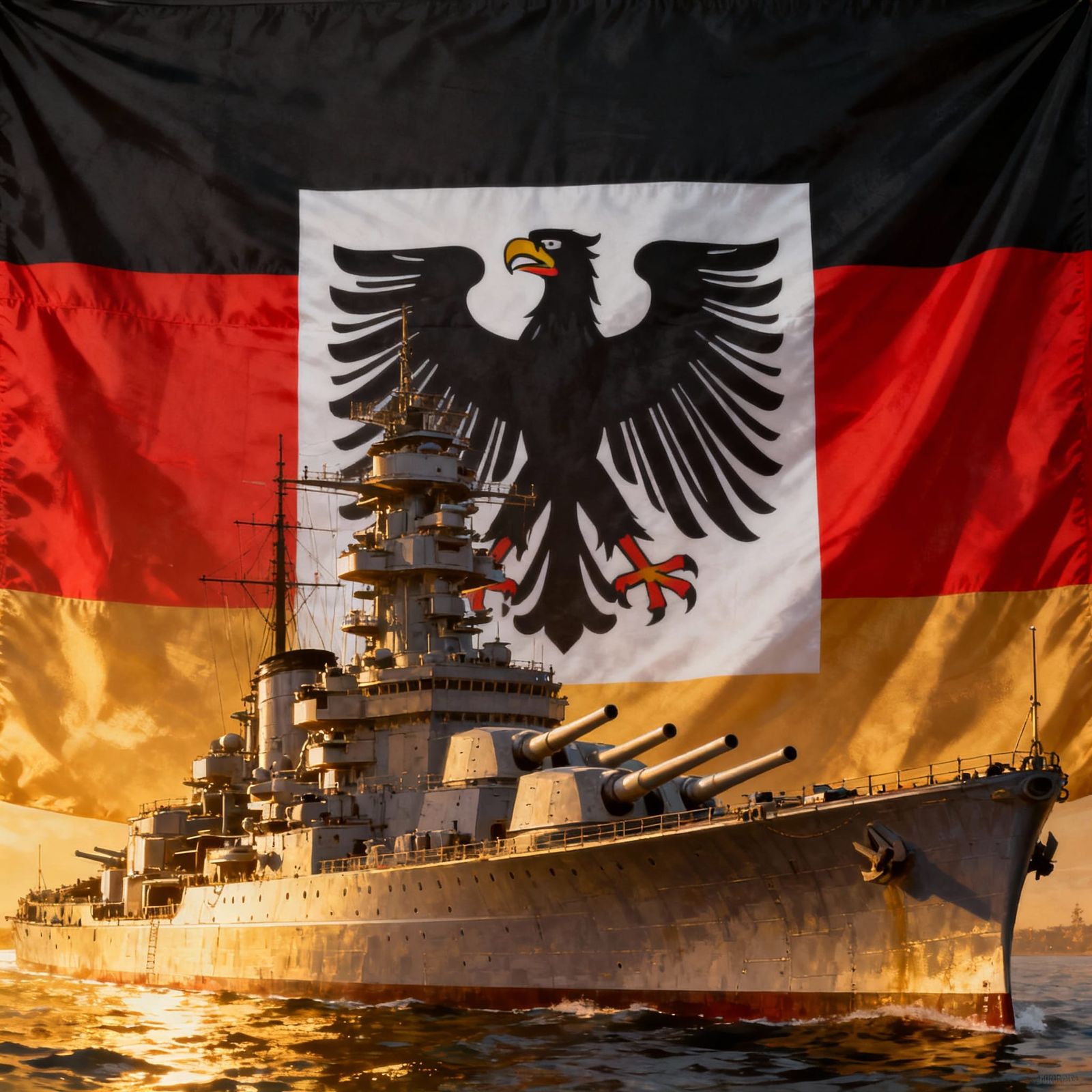 Bismarck Battleship Flying German Imperial Flag