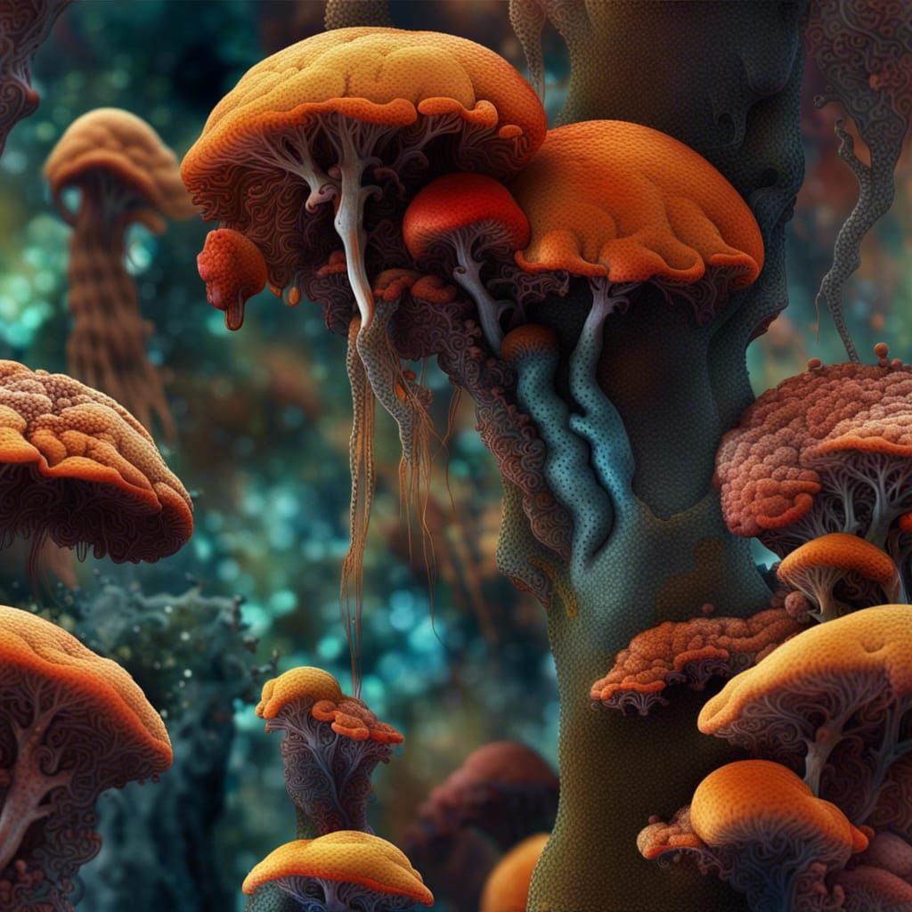 Invisible Fungal Organism Affecting Senses in Detailed Matte...