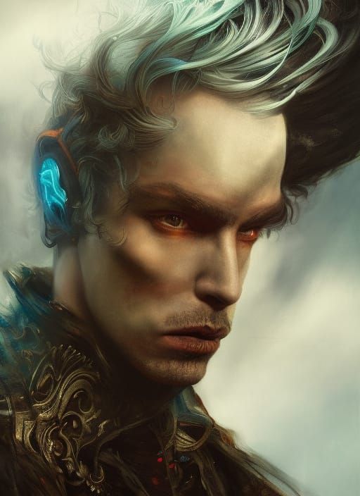 Victorian Vampire Portrait with Exploding Colors