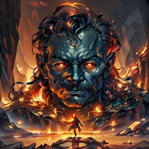 Heroic Cyclops in Cave Oil Painting
