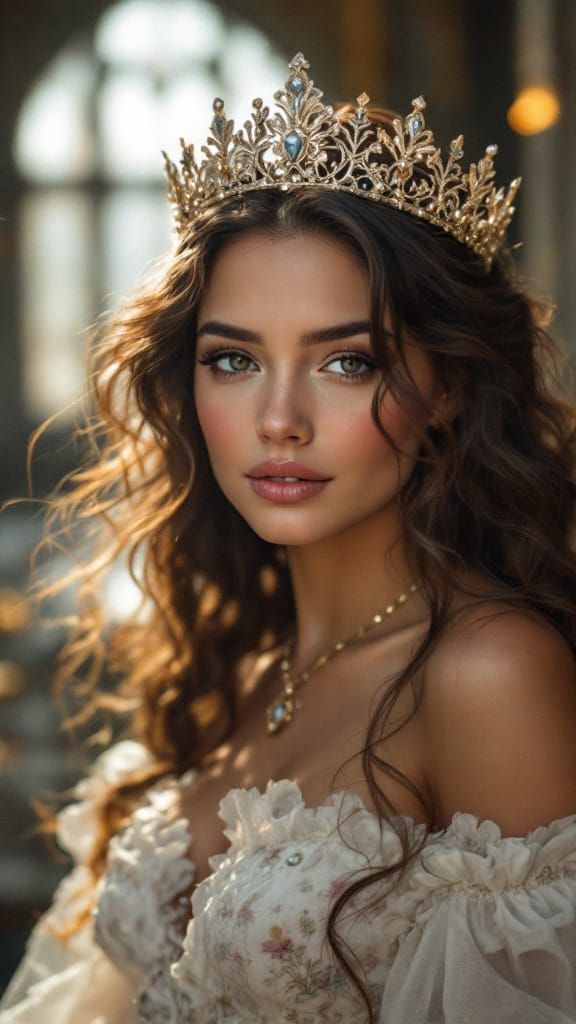 AI Queen Portrait with Crown