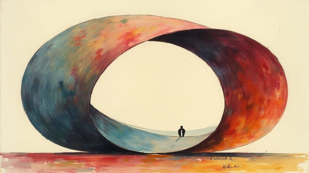 Surreal Möbius Strip Art in Miro's Vibrant Style