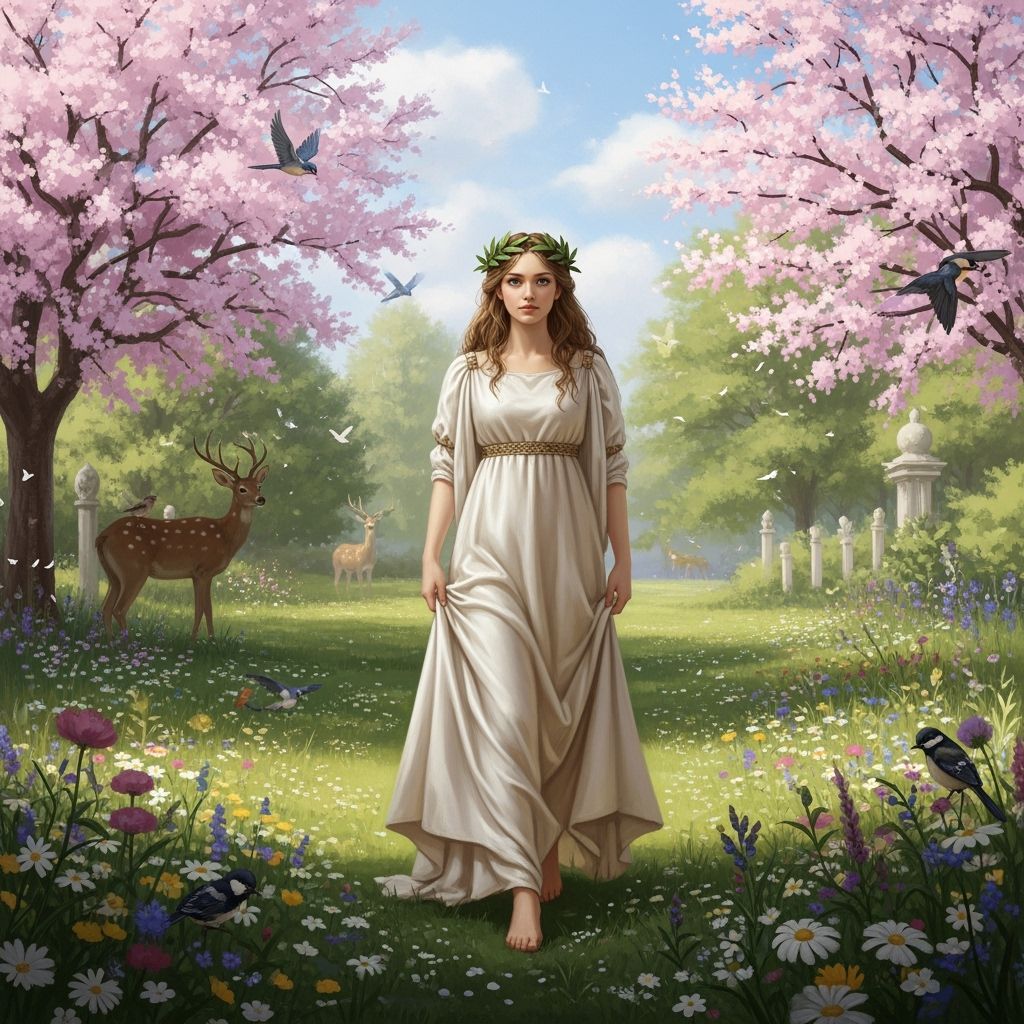 Saxon-Viking Princess in English Palace Garden