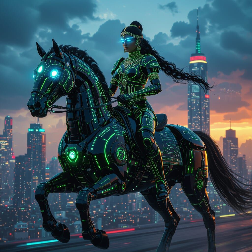Rani Lakshmi Bai as Cyber-Samurai on Robotic Horse
