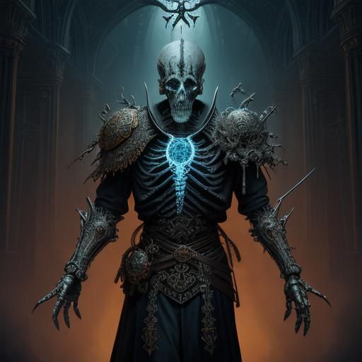 Mystical Doctor with Sword X-Ray, Surreal Digital Art