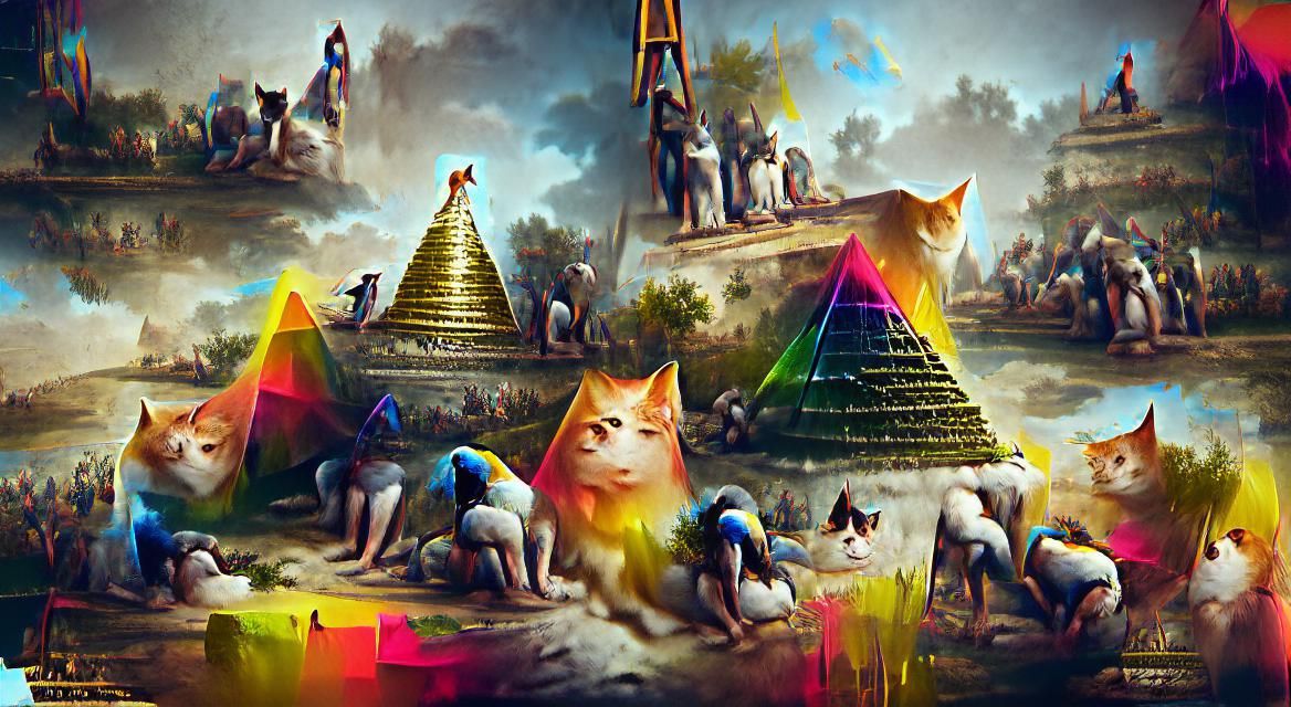 The Pyramid of the great universal cat god beautiful Behance HD colourful CryEngine detailed painting renaissance painti...