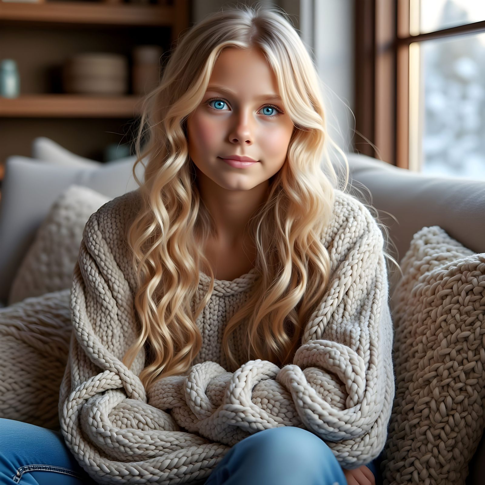 Finnish Girl in Cozy Domestic Scene