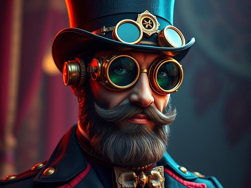 Steampunk Ringmaster Portrait in Art Nouveau Style