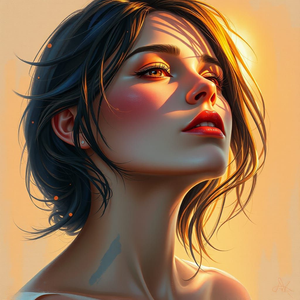 Golden Goddess Lost in Dreamy Reverie