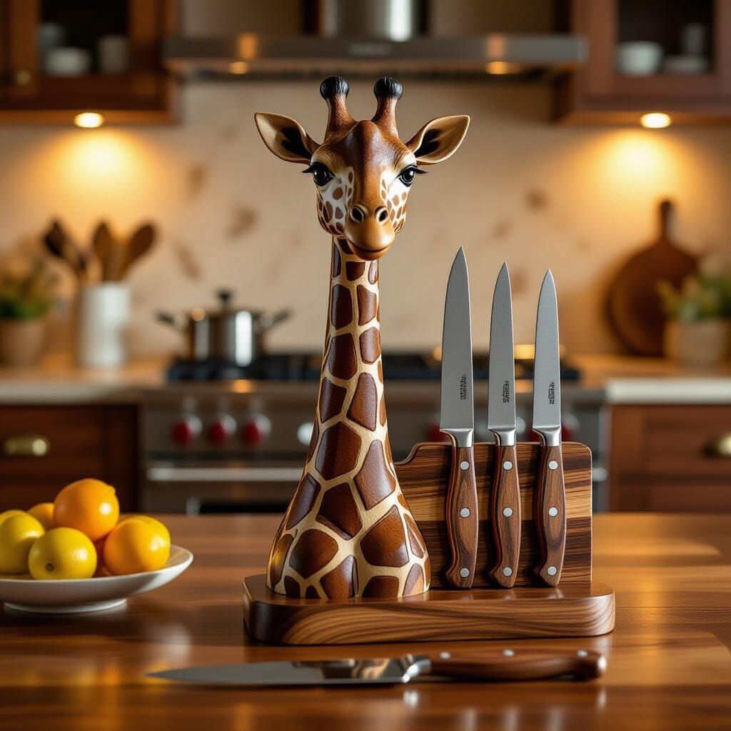 Giraffe Knife Block in Photorealistic Product Design
