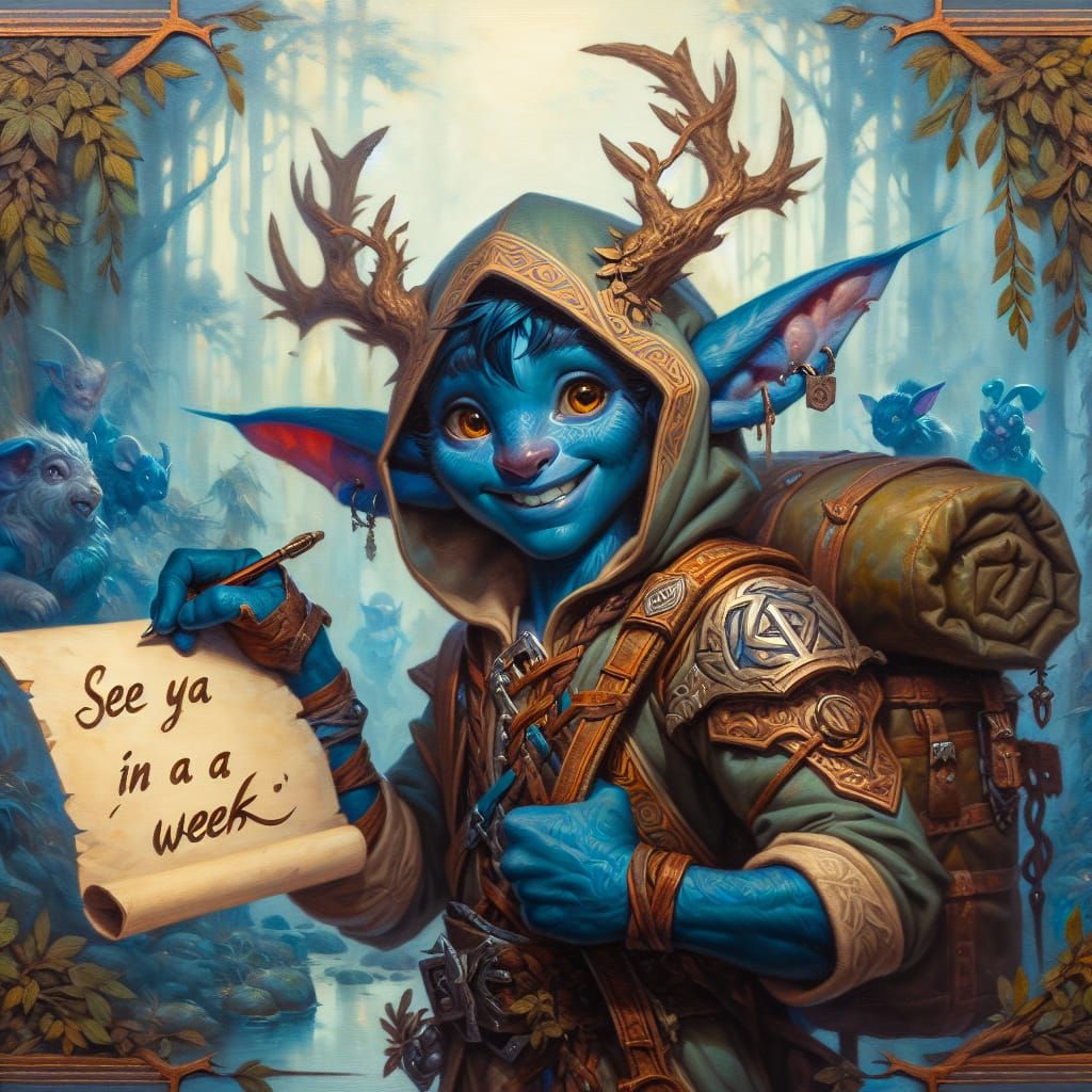 Firbolg Druid's Farewell in Magical Realism Style