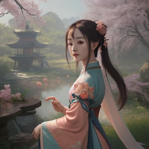 Zhao Liying in Hanfu in Peach Garden